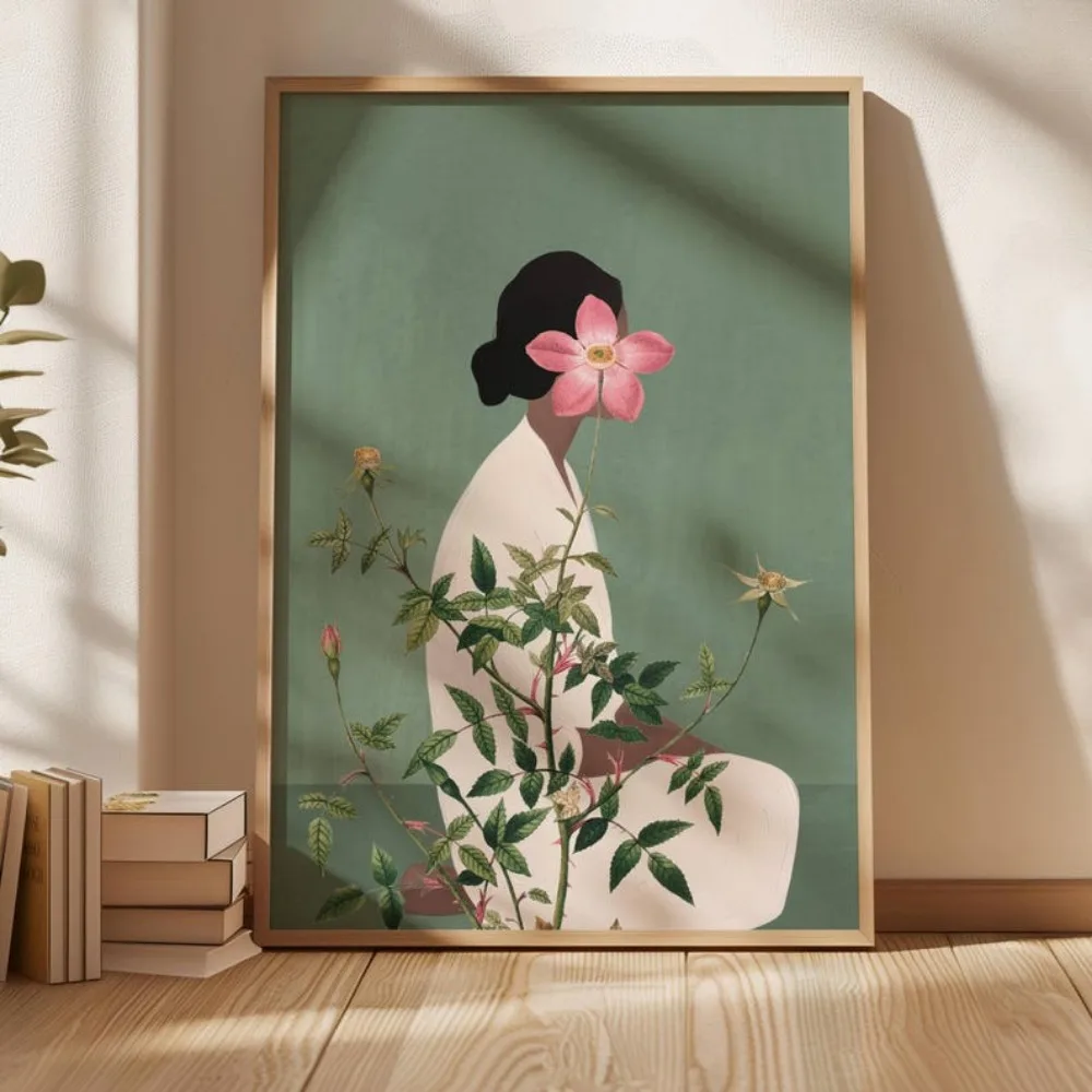 Live Plant Fertilizer - A Frameless Green Flower Head Woman