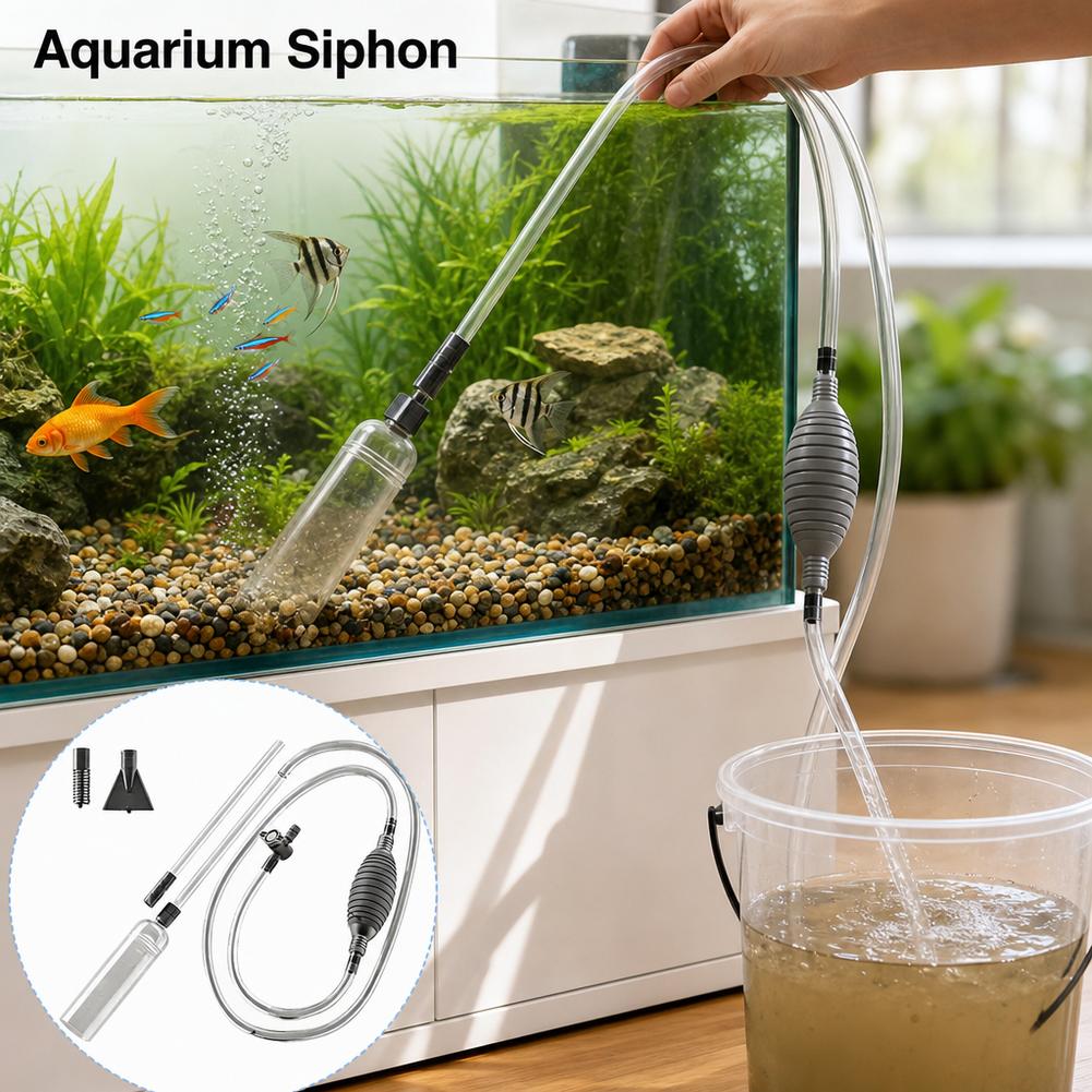 Gravel Vacuum Cleaner - Manual Aquarium Siphon Fish Tank Water