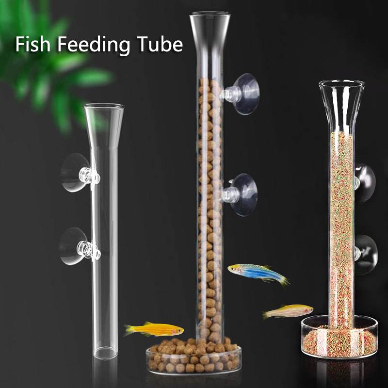 Aquarium Fish Holiday Food - Glass Aquarium Feeder Tube Dish Transparent