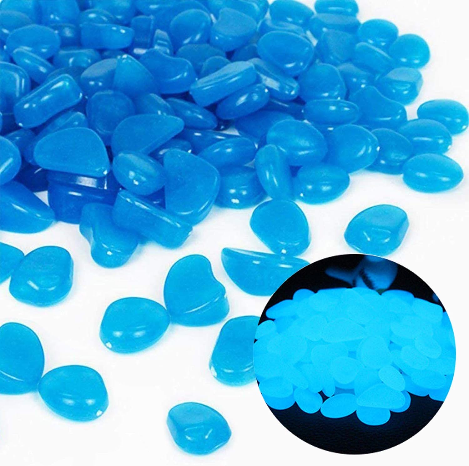 Aquarium Fish Items - Fish Tank Rocks Glow Blue Pebbles