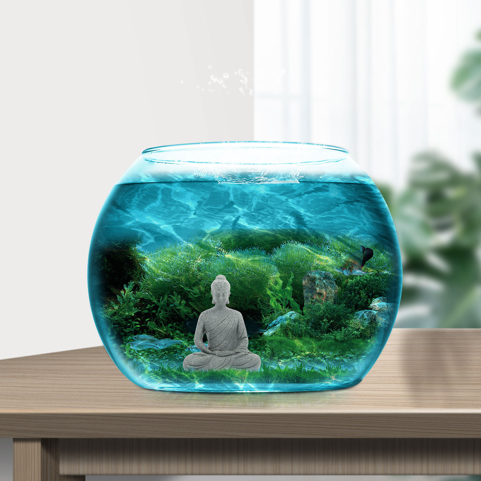 Mini Buddha Statue Resin Aquar - Aquarium Fish Usa 评论和价格