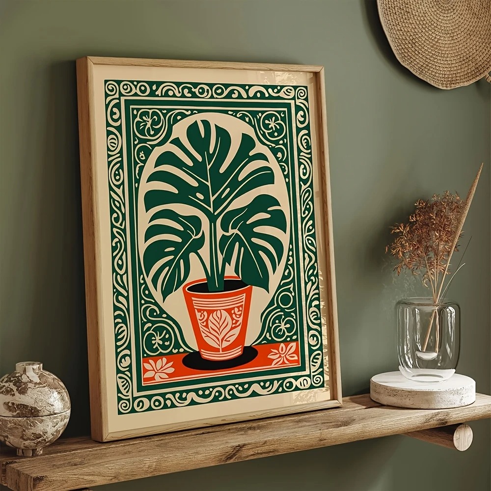 Bohemian Monstera Plant Canvas - Live Plant Fertilizer 评论和价格