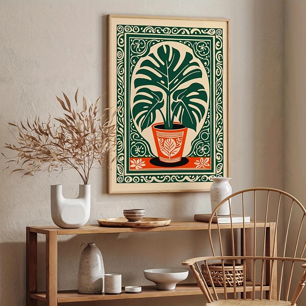 Bohemian Monstera Plant Canvas - Live Plant Fertilizer 评论和价格