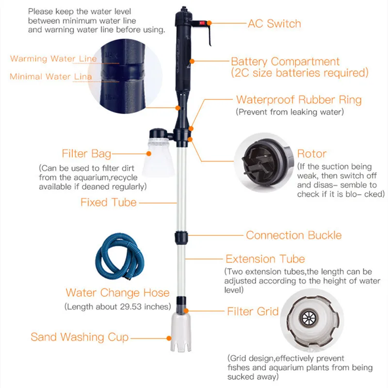 Electric Water Changer Vacuum  - Gravel Vacuum Cleaner 评论和价格